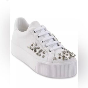 Karl Lagerfeld Paris Women's Platform Sneakers with silver& rhinestones like new
